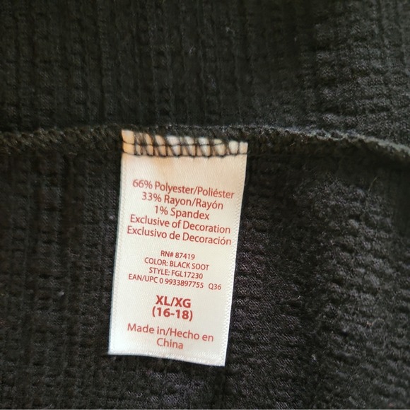 Faded Glory Peasant Top Sz 16-18 Black Flowy Boho Witchy Dark Hippie Long Sleeve - Picture 10 of 11